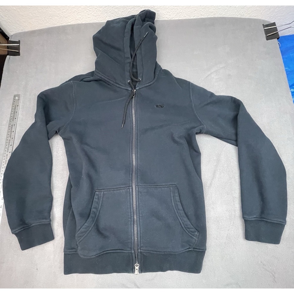 Nike‎ 60 Sweatshirt Boys Small Black Full Zip Hoodie Outdoor Drawstring Warm